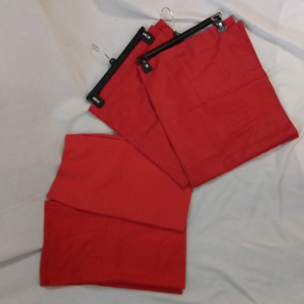 Two Sets of Red  Rod Pocket Curtain Toppers